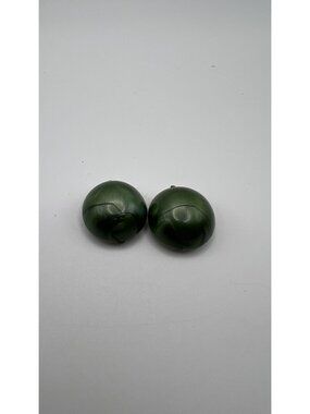 Vintage Green Swirl Clip-On Earrings Gold-Tone Backing Made In Germany